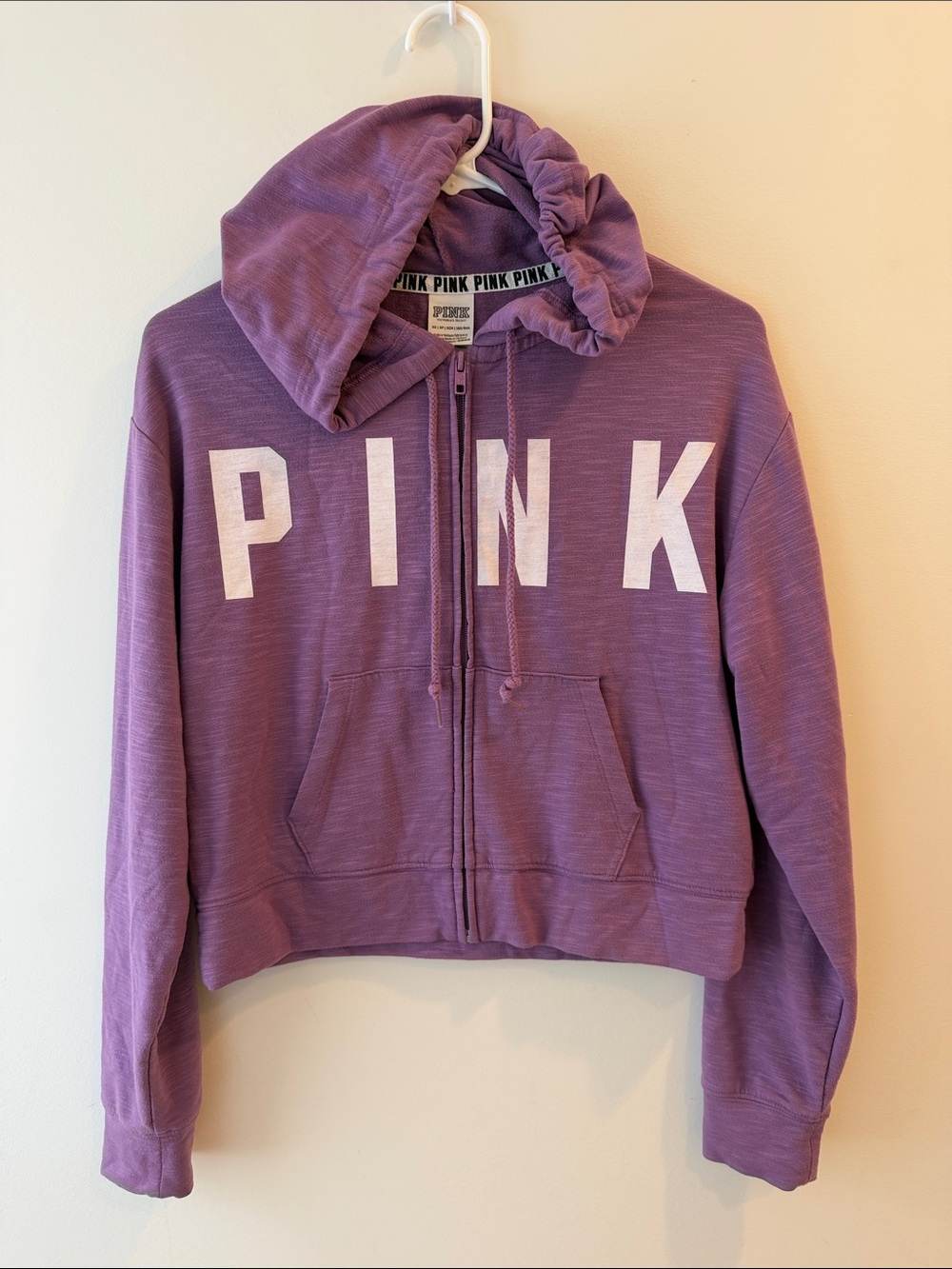 PINK Victoria's Secret Lavender Zip Hoodie with White Logo